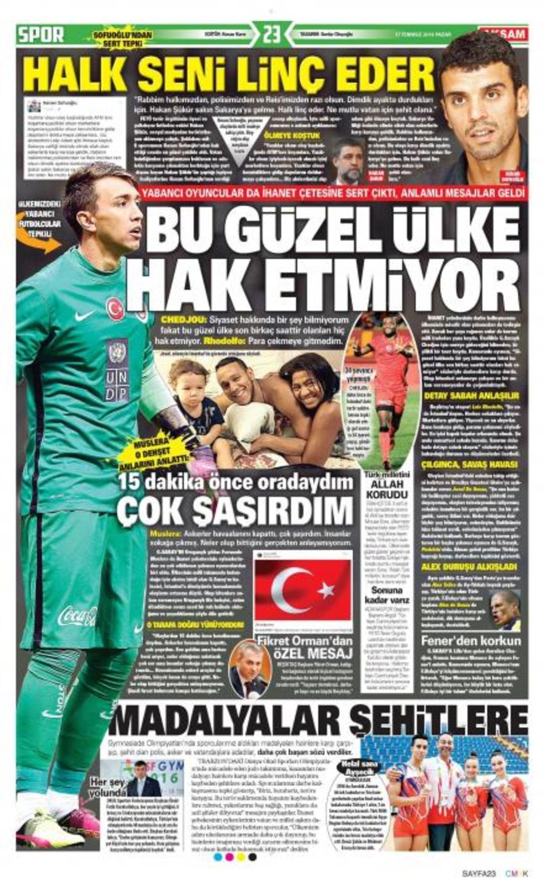 Gazete manşetleri (17 Temmuz)