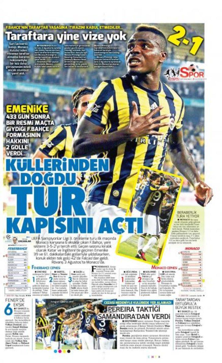 Fenerbahçe - Monaco manşetleri G3