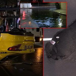 İstanbul'da sağanak hasarı: Yol çöktü, alt geçidi su bastı, araçlar su içinde kaldı!