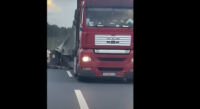 Otoyolda korku dolu anlar! Gören önünü kesti