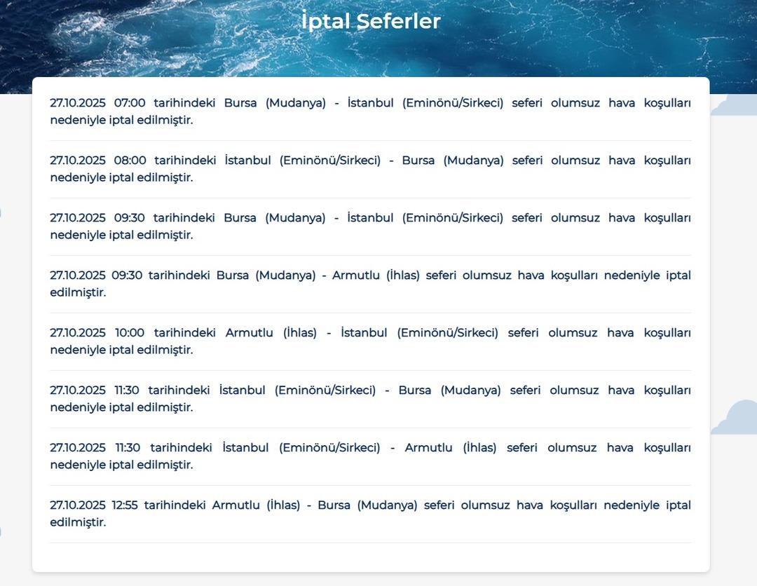 BUDO nun 8 seferi olumsuz hava koşulları nedeniyle iptal edildi! 1