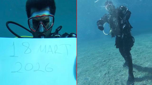 Çanakkale Boğaz'ında iddialı dalış denemesi: 36 saat su altında yaşayacak! 10 yıldır mont giymiyor