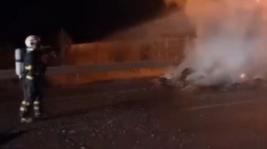 Saman yüklü tır alev topuna döndü