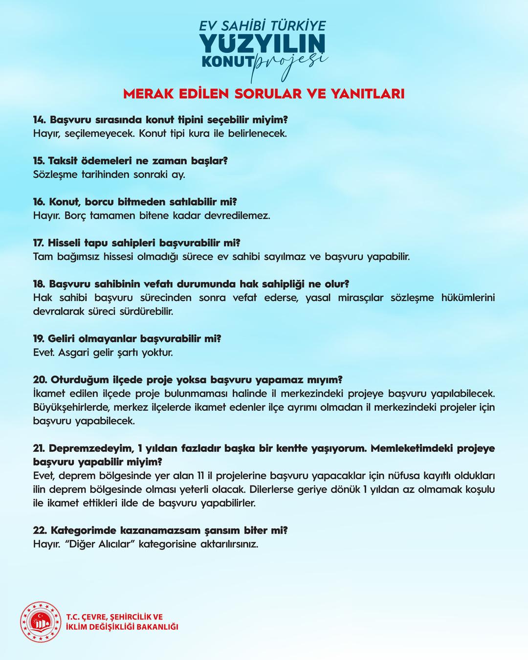 Bakan Kurum  Vatandaşlarımızın ilgisi büyük  diyerek  Yüzyılın Konut Projesi nde merak edilen soruların yanıtlarını paylaştı 10