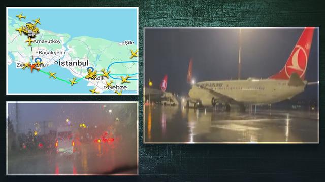 İstanbul'da sağanak yağış etkili oldu: Caddeleri su bastı, trafik tıkandı, iniş yapamayan uçaklar havada tur atıyor
