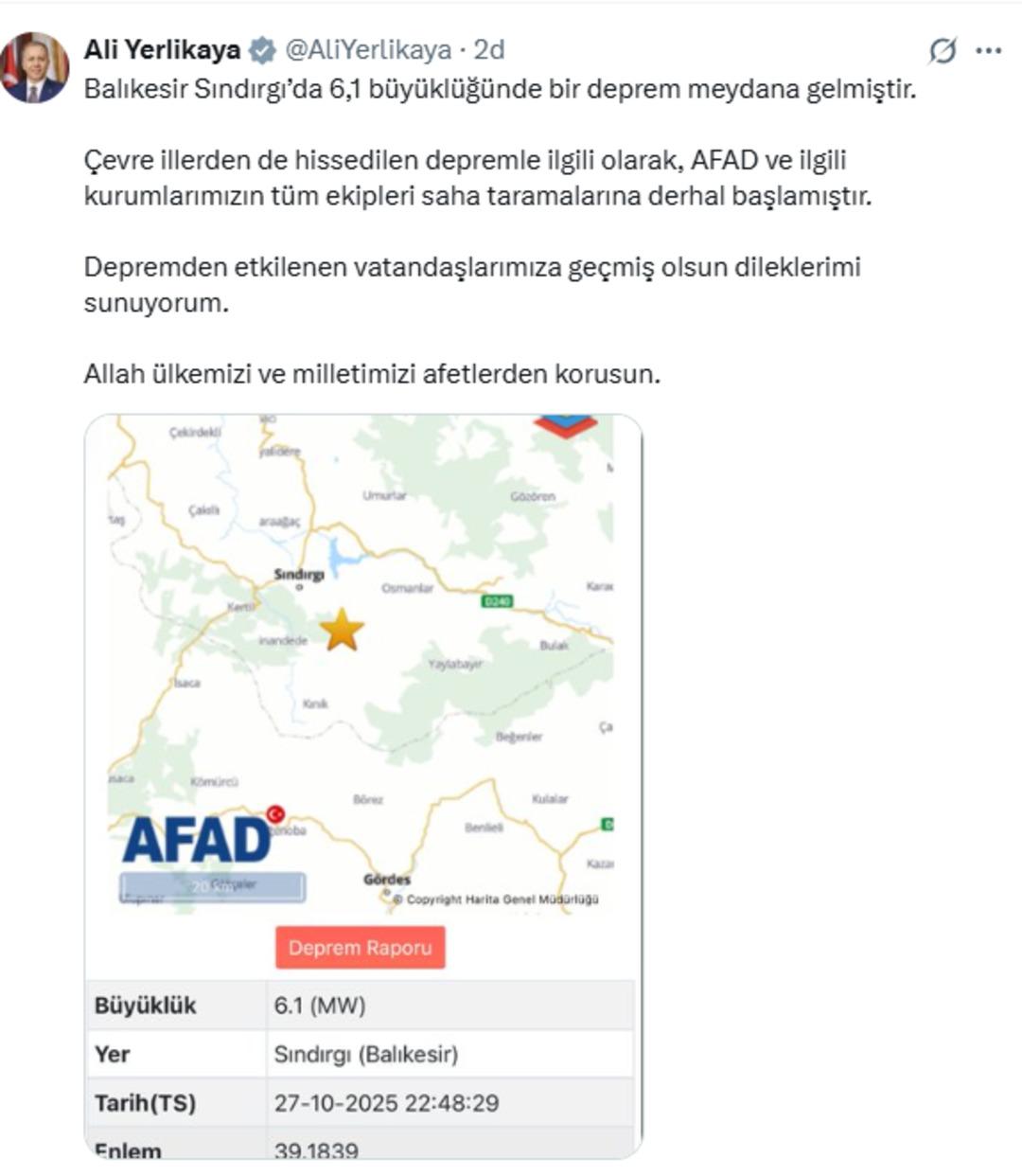 Son dakika: 6.1 lik deprem korkuttu! İstanbul da hissedilen depremin merkez üssü Balıkesir 4