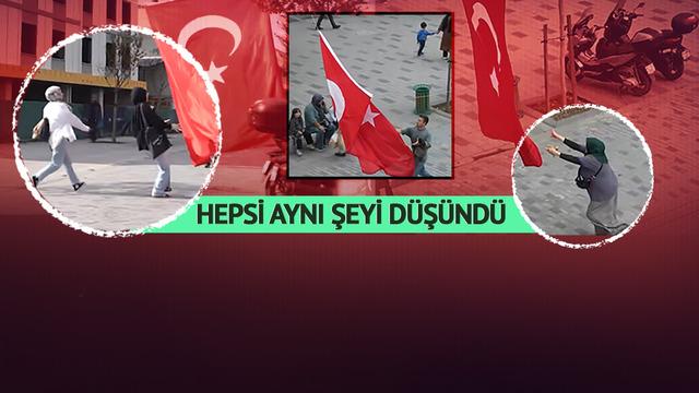 Hepsi aynı şeyi düşündü! Türk bayrağı asılırken tüyleri diken diken eden görüntüler: Altına serilesim geldi