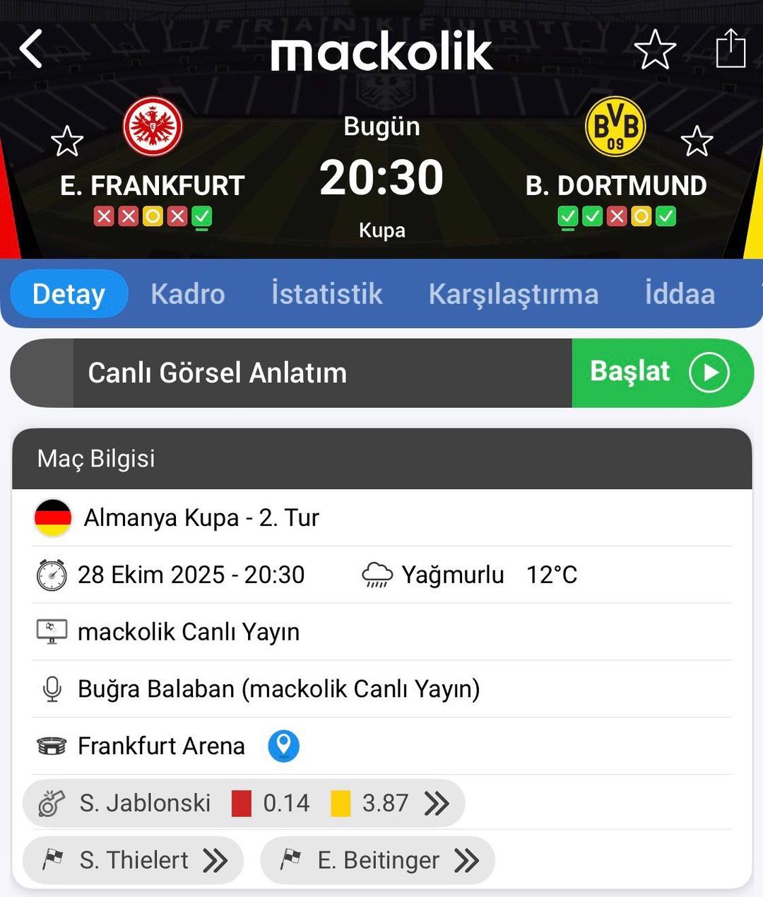 Almanya Kupası nda 2 maç canlı yayınla Mackolik te! 2