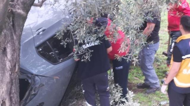 Kontrolü kaybetti zeytin bahçesine uçtu: 2 yaralı
