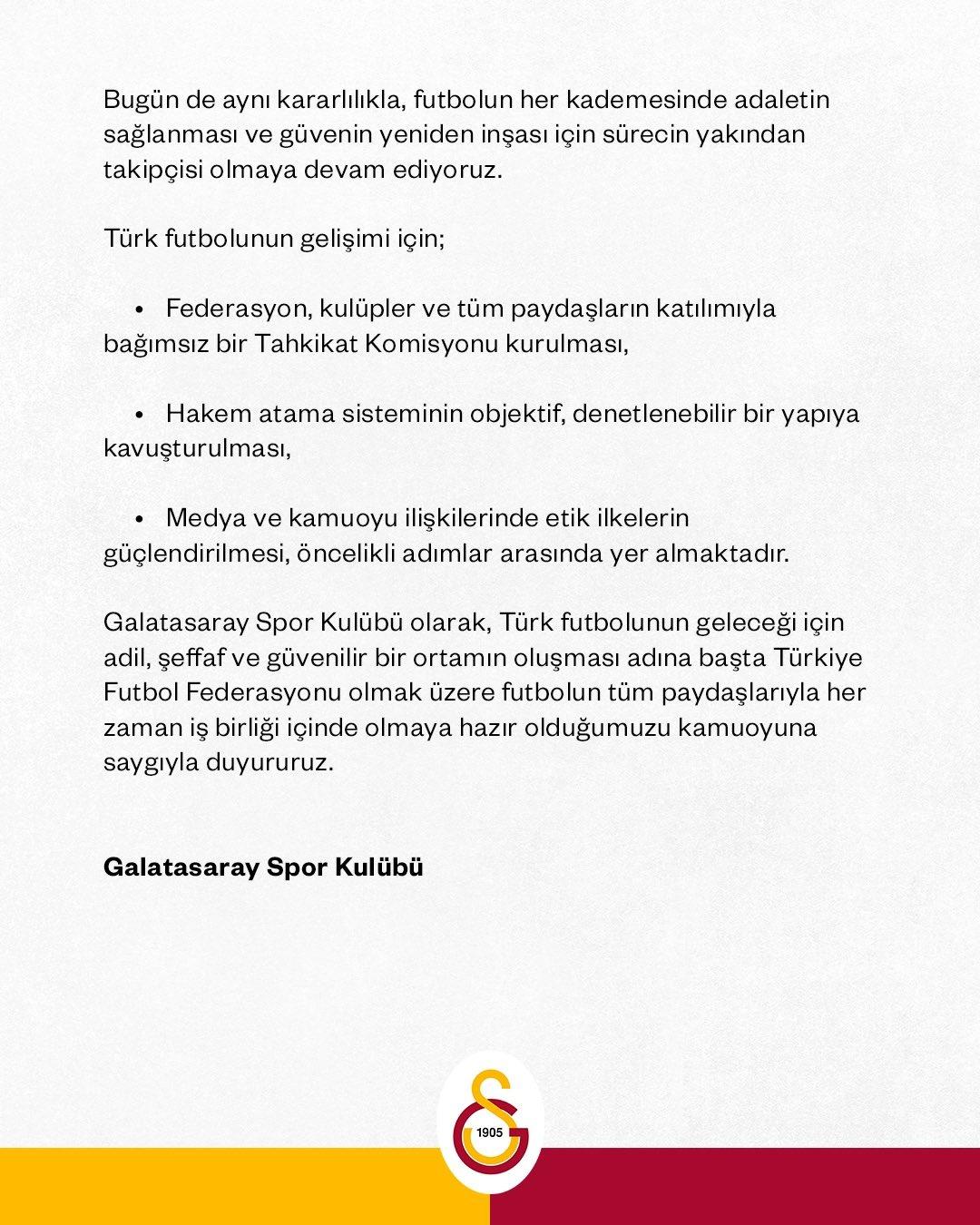 Galatasaray dan a&ccedil;ıklama! Adana Demirspor&rsquo;un sahadan &ccedil;ekildiği ma&ccedil;a&nbsp;dikkat&nbsp;&ccedil;ektiler: Komisyon kurulmalı! 2