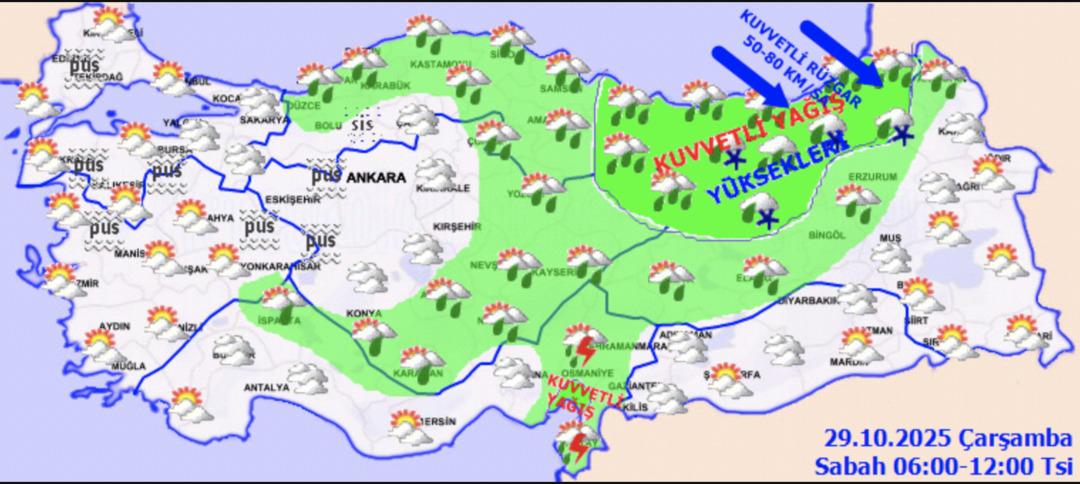Meteoroloji uyardı: 4 il için sarı kodlu alarm verildi! Karla karışık yağmur geliyor: Şiddetli fırtınaya dikkat! 2