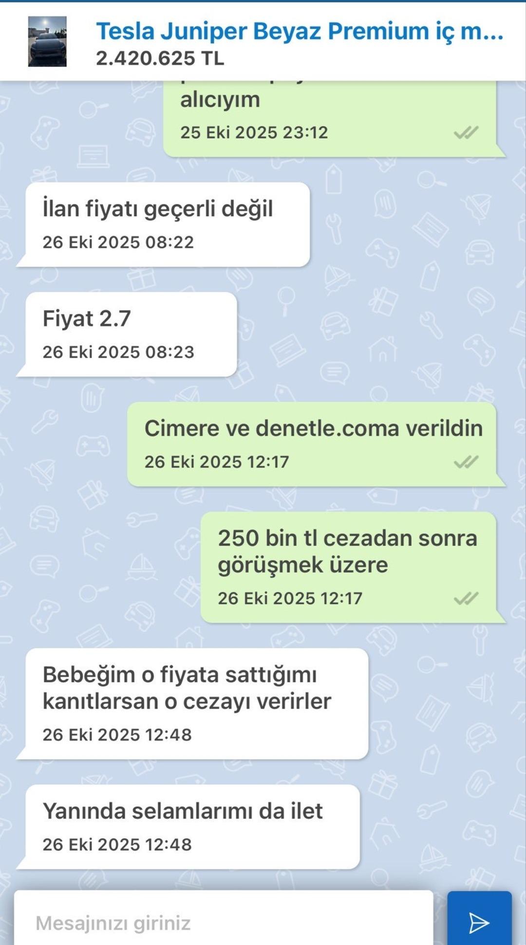 Tesla ilanında şaşırtan yanıt: “İlan fiyatı geçerli değil, bebeğim” 1