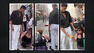 Beyoğlu'nda şaşkınlık yaratan görüntüler! Kadına tasma takıp sokaklarda gezdirdi: Tutuklandılar