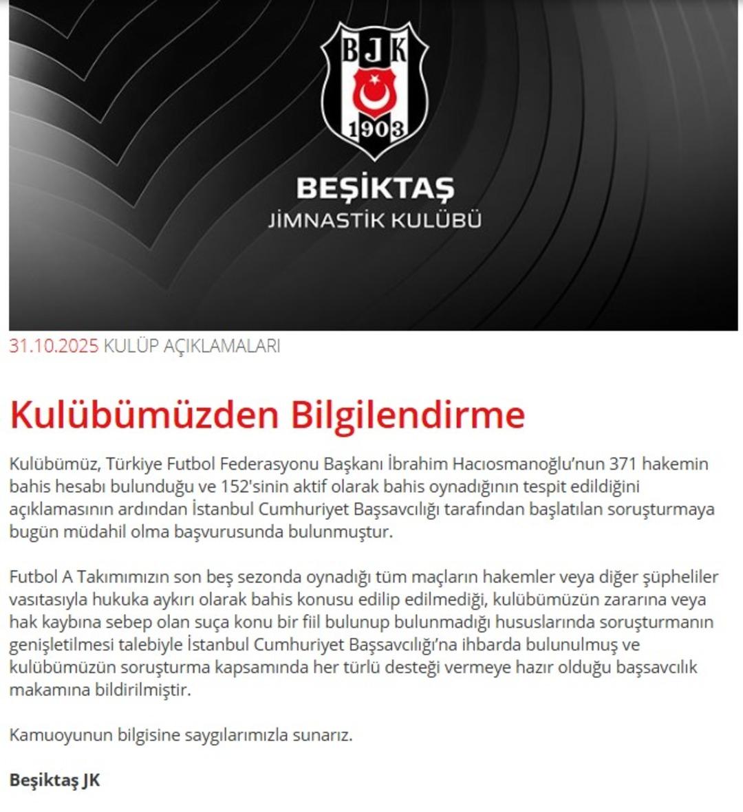 Bahis skandalı... Beşiktaş Başsavcılığa başurdu:  Son 5 sezondaki hakem ve şüpheliler...  2