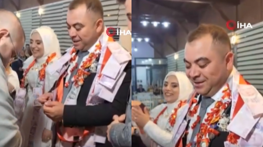 Damada arkadaşları takı merasiminde getirdi! Herkesin içinde yedi, kahkahaya boğuldu