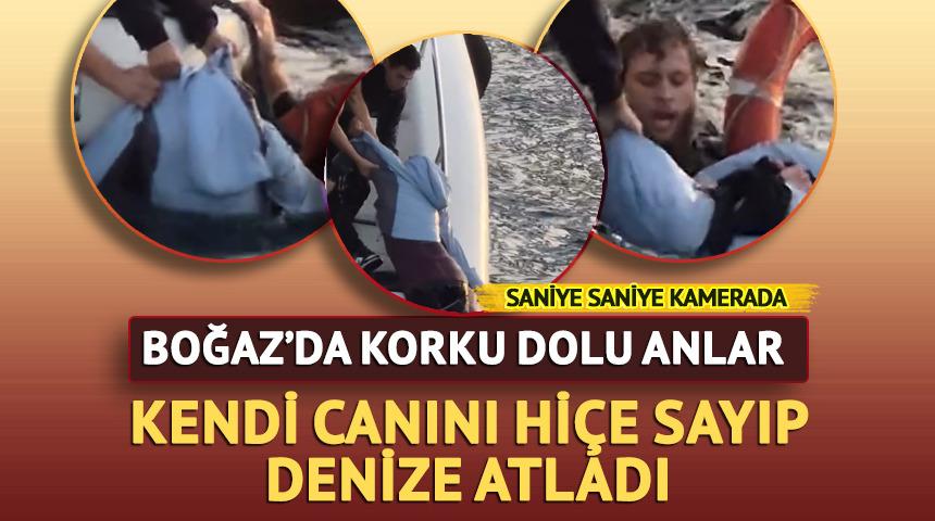 İstanbul Boğazı'nda panik anları! Denize düşen kadın böyle kurtarıldı