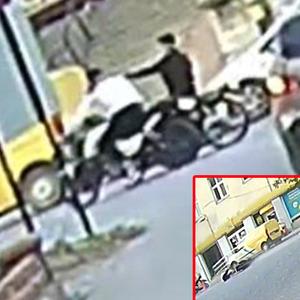 Denizli'de akılalmaz kaza: Sinyali koluyla verince motosikletliyi yere düşürdü