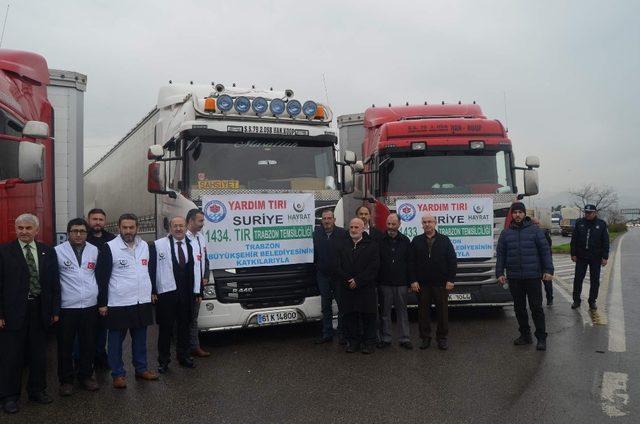 Trabzon’dan Afrin’e 3 TIR dolusu yardım malzemesi yola çıktı