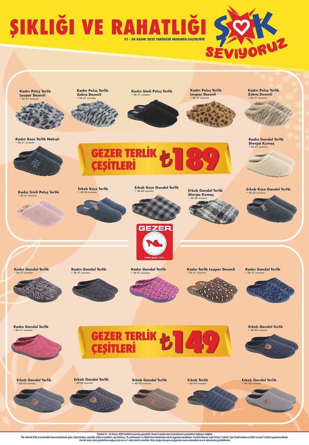 Bu hafta ŞOK a Gezer kışlık terlik modelleri geliyor! İşte 1-4 Kasım 2025 ŞOK aktüel ürünler kataloğu  2