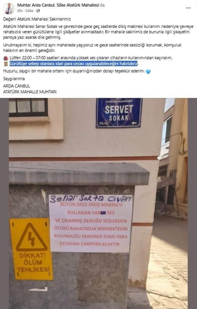 Dikiş makinesi ile g&uuml;r&uuml;lt&uuml; yaptığı iddia edilen şahsa ilgin&ccedil; uyarı 1