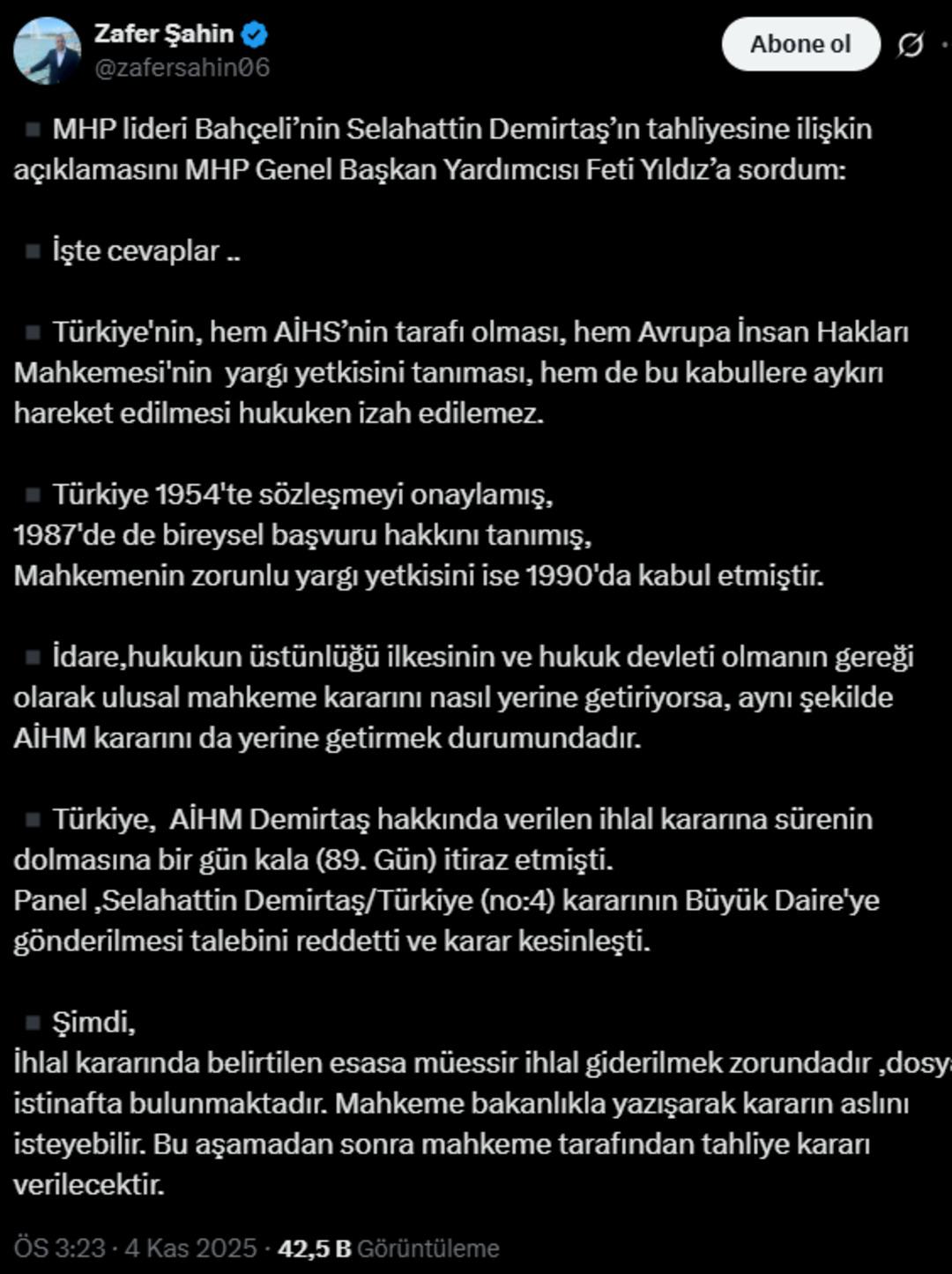 Einschätzung von Selahattin Demirtaş vom stellvertretenden MHP-Vorsitzenden Yıldız: