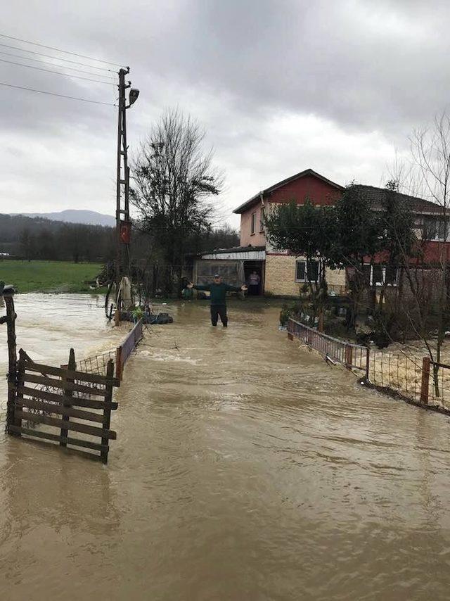 Dere taştı, ev ve iş yerleri sular altında kaldı