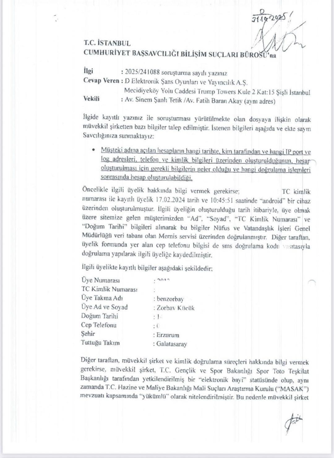 Bahis sitelerinden savcılığa Zorbay Küçük yanıtı! Bahis oynadığı iddia edilmişti... Telefon ve banka bilgileri başka birine ait çıktı! 4