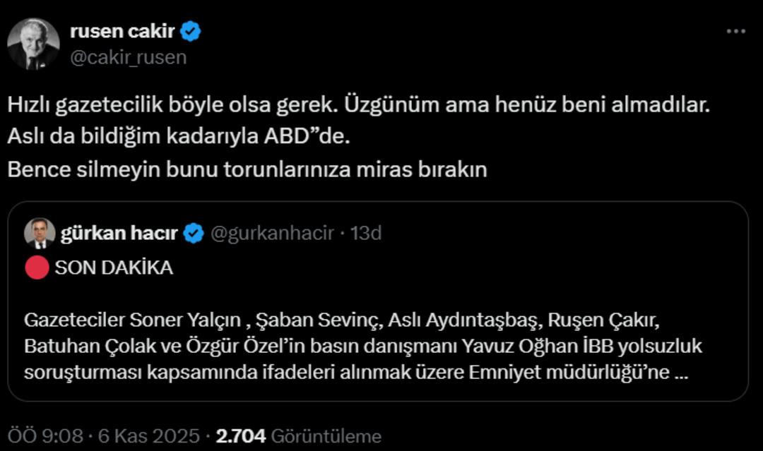 Son dakika! Gazeteciler Şaban Sevinç, Soner Yalçın, Yavuz Oğhan, Batuhan Çolak, Ruşen Çakır, Aslı Aydıntaşbaş ifadeye çağrıldı... Telefonlarına el konuldu 3