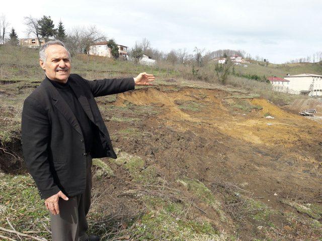 Hastane temel kazısı sonrasında fındık bahçesinde heyelan