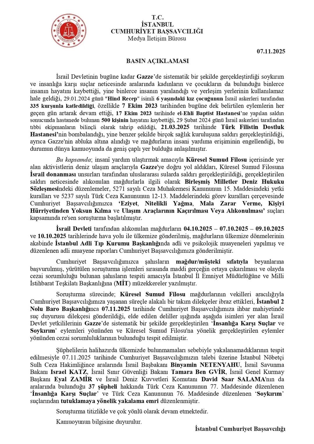 T&uuml;rkiye, İsrail Başbakanı Netanyahu ve İsrailli bakanlar da dahil 37 kişi hakkında yakalama kararı &ccedil;ıkarttı 5