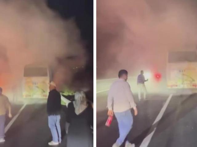 Yolcu midibüsündeki yangını muhtar ve vatandaşlar önledi