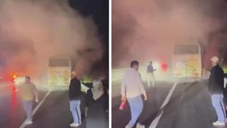 Yolcu midibüsündeki yangını muhtar ve vatandaşlar önledi