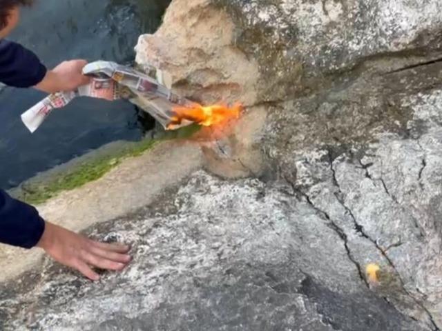 Ünlü gölde sular çekildi, çakmağı yakınca bakın ne oldu