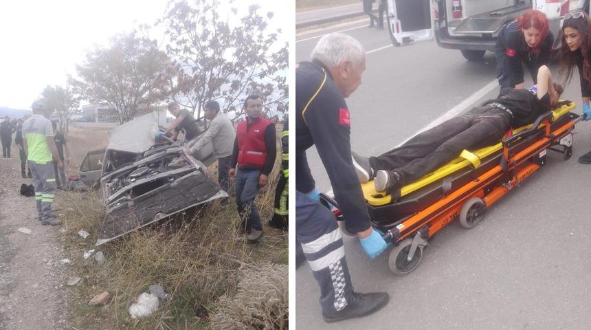 Hurdaya d&ouml;nen ara&ccedil;tan yaralı kurtuldu