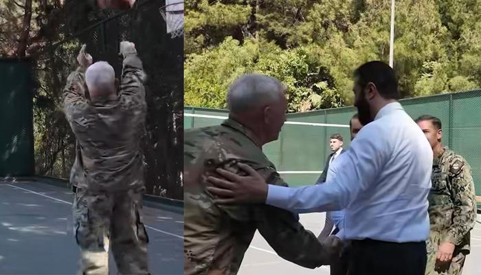 ABD başına &ouml;d&uuml;l koymuştu! eş-Şara ABD'li komutanlarla basketbol oynadı