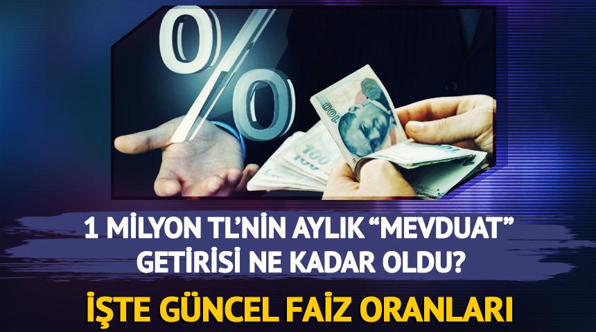 1 Milyon TL'nin Aylık “Mevduat” Getirisi Ne Kadar Oldu? (Güncel Faiz Oranları)