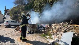 Menteşe’de çöp konteynerinde yangın paniği