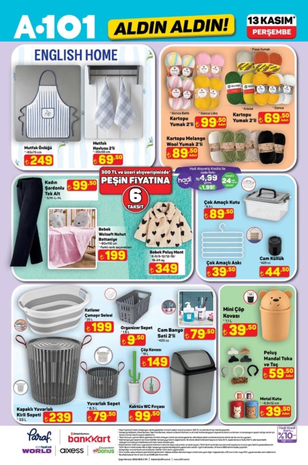 A101 e English Home mutfak önlüğü geliyor! 13 Kasım 2025 A101 katalog yayınlandı! 14