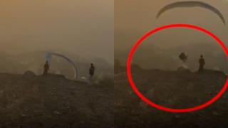 Yürekleri ağza getirdi! Paraşüt pilotu kayaya çarptı! O anlar kamerada
