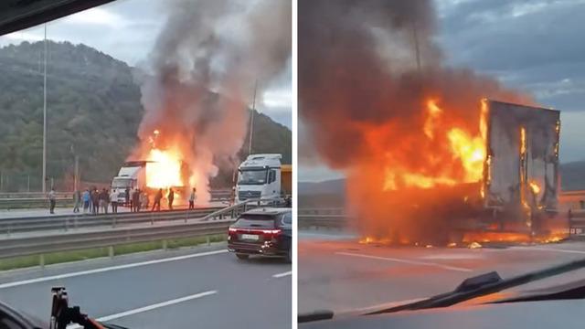 Beykoz'da seyir halindeki kamyon alev alev yandı