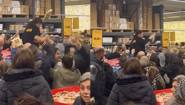 İndirim izdiham yarattı! Çalışanlar ürünleri fırlattı