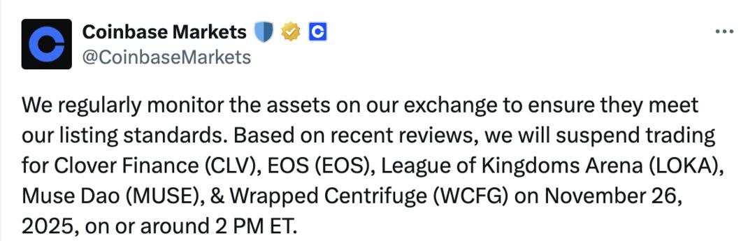 Coinbase, EOS Başta Olmak Üzere 5 Altcoini Delist Ediyor 1