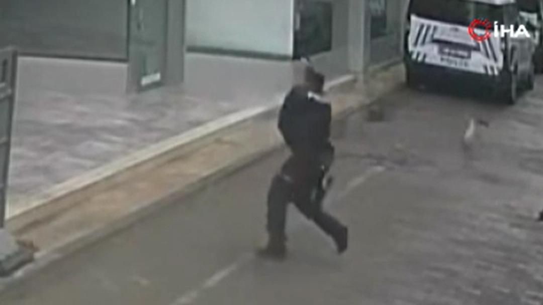 Manisa’da yürekleri ısıtan anlar: Yüksekten düşen kediyi polis yakaladı 2