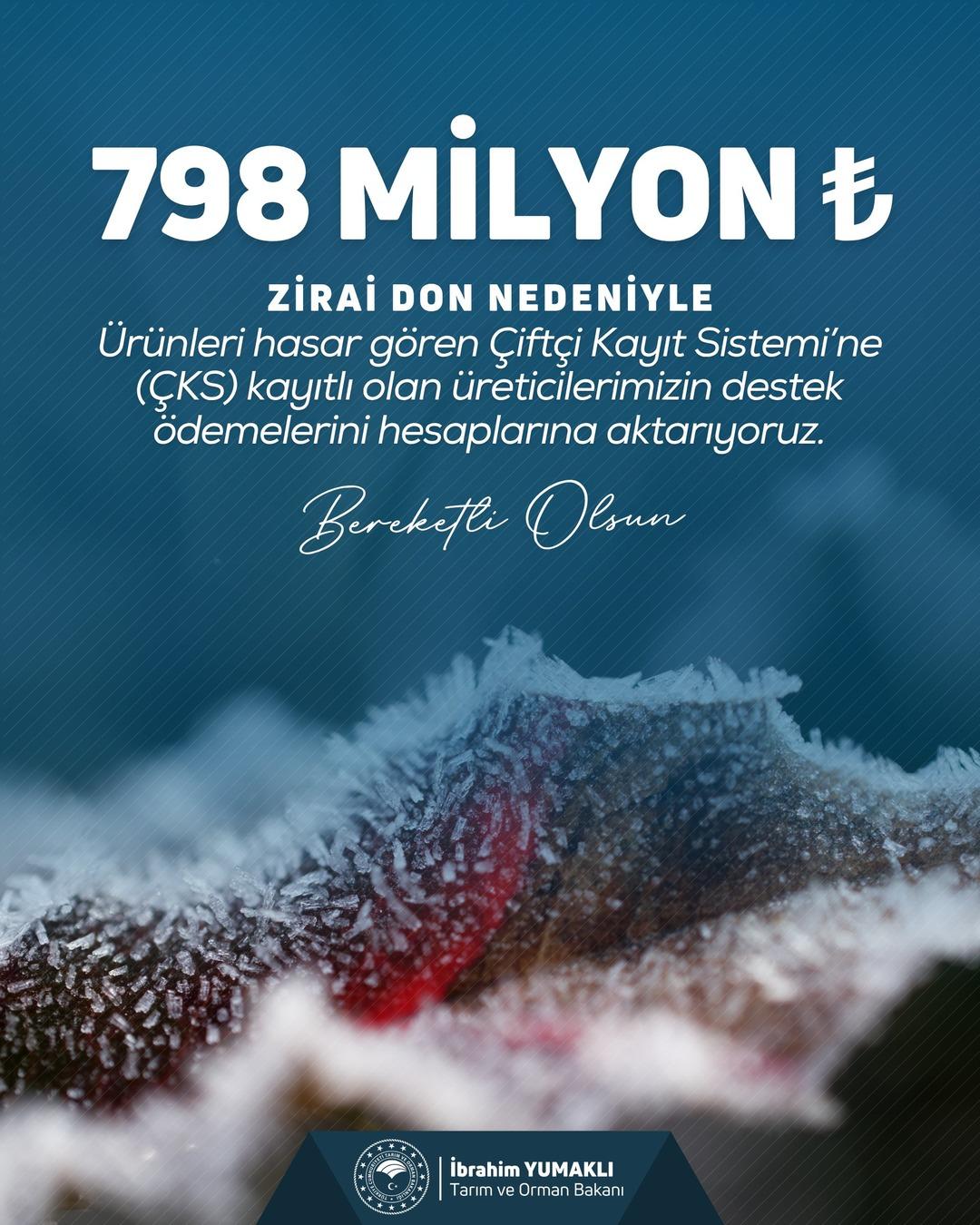Bakan Yumaklı dan zirai don mağduru üreticilere güzel haber: "798 milyon TL hesaplara aktarıldı" 1