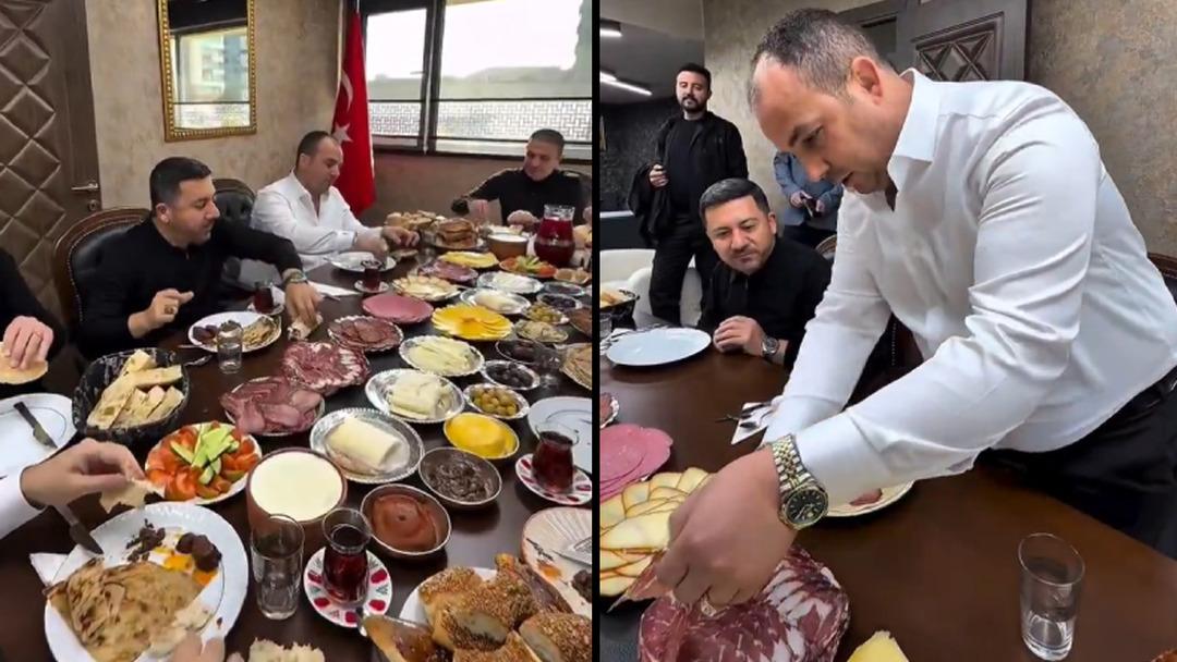 Sosyal medyada g&uuml;ndem olan kahvaltı! Nevşehir Belediye Başkanı Rasim Arı tepkilerin hedefi oldu 2