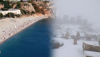 Bir taraf kış diğer taraf yaz! Denize giren bile var