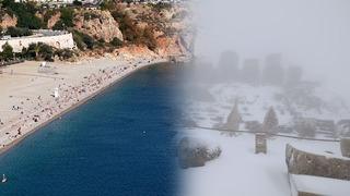 Bir taraf kış diğer taraf yaz! Ülkenin bazı bölgelerinden yoğun kar yağışı haberlerinin yanında Antalya yazı yaşadı