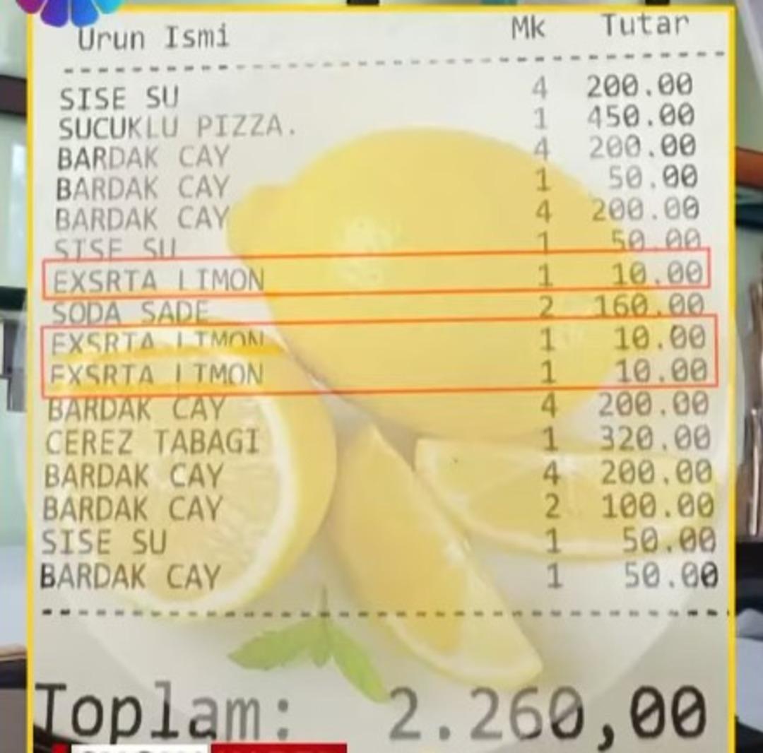 Kasada şok! Kafede çaya sodaya dilim limon istediler, fiyatı adisyonda çıktı, 2260 TL hesap 2