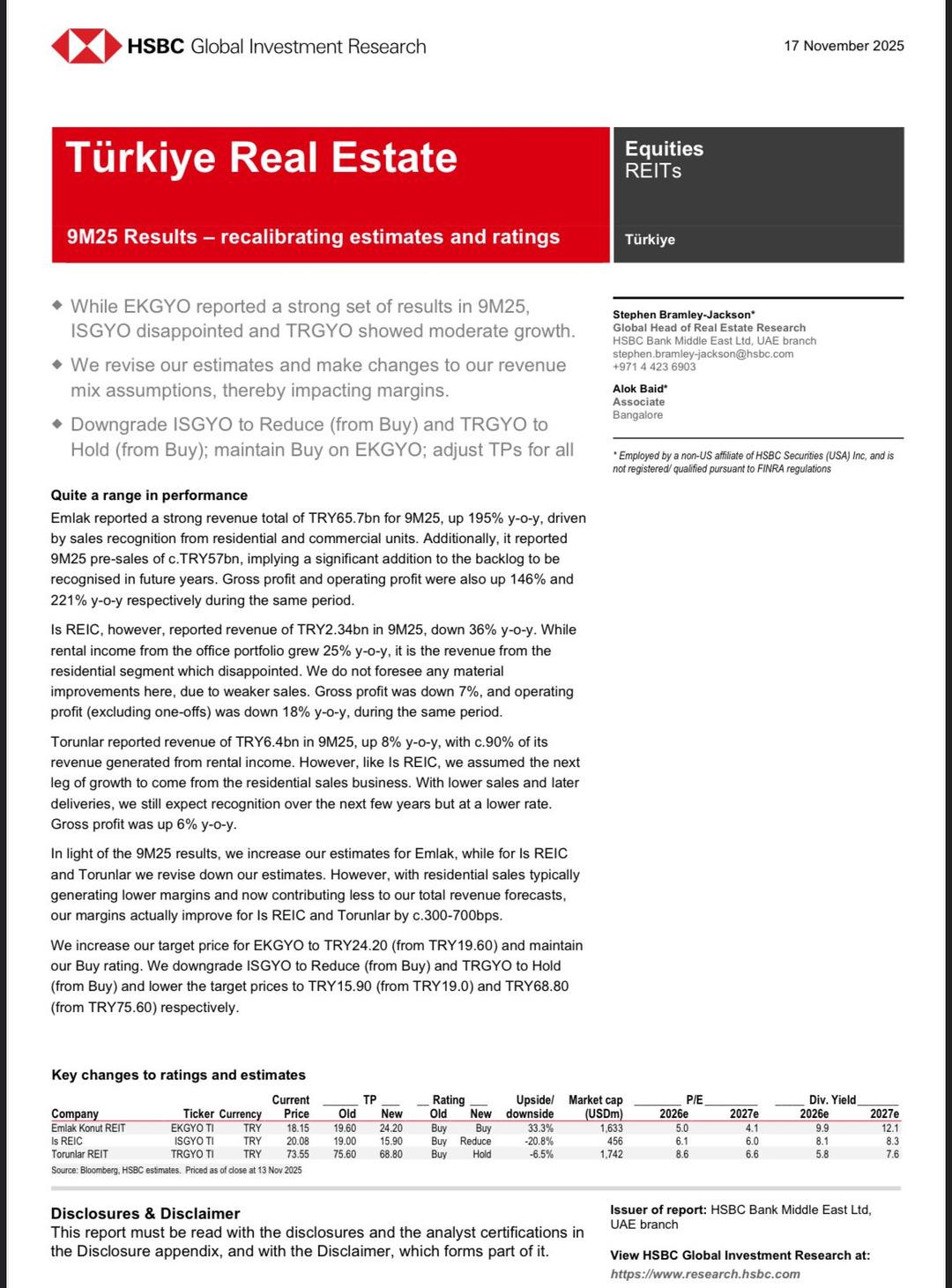 HSBC, halka açık gayrimenkul şirketleri için değerlendirme raporunu yayınladı 1