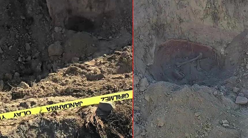 Su borusu d&ouml;şemek i&ccedil;in a&ccedil;ılan &ccedil;ukurda inanılmaz g&ouml;r&uuml;nt&uuml;: Toprak k&uuml;plerde insana ait kemik par&ccedil;aları bulundu!